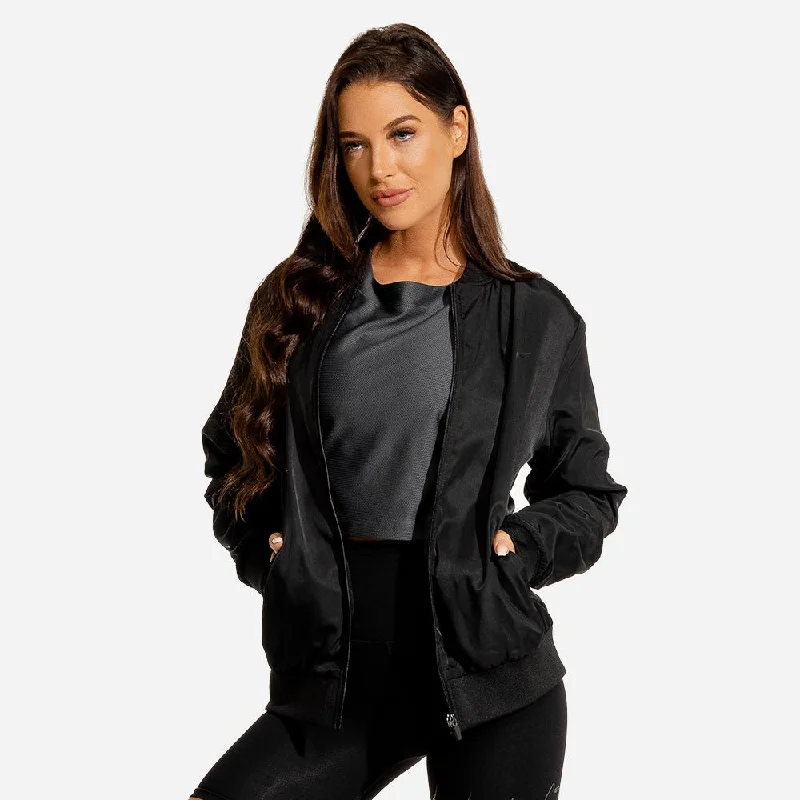 Yoga Tops with Breathable Fabric -Limitless Bomber Jacket - Black