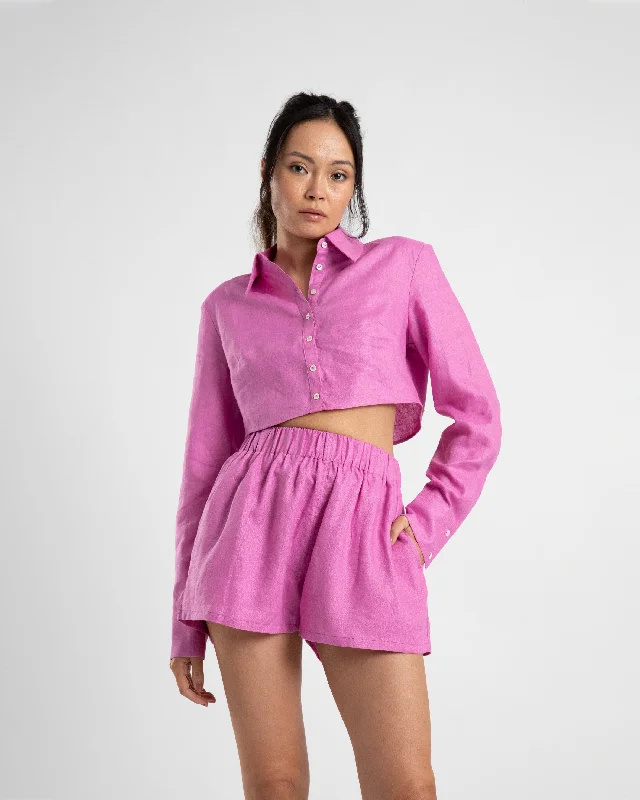 Yoga Shorts for Women with Maximum Comfort -LINEN SHORT- FUCHSIA