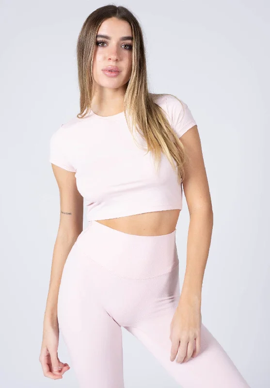 Fitted Yoga Tops for Optimal Movement -LiteSpeed Short Sleeve Crop Primrose