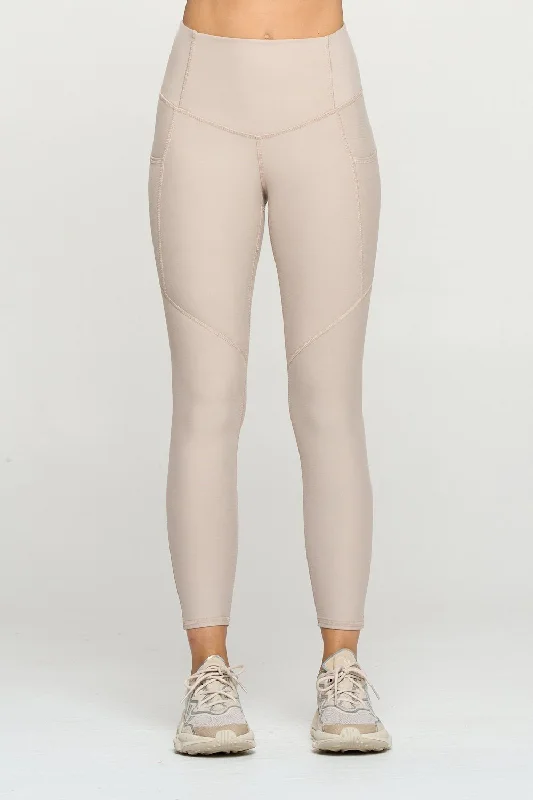 Breathable Full-Length Yoga Pants -Liz - Dove w Pockets 7/8 Legging