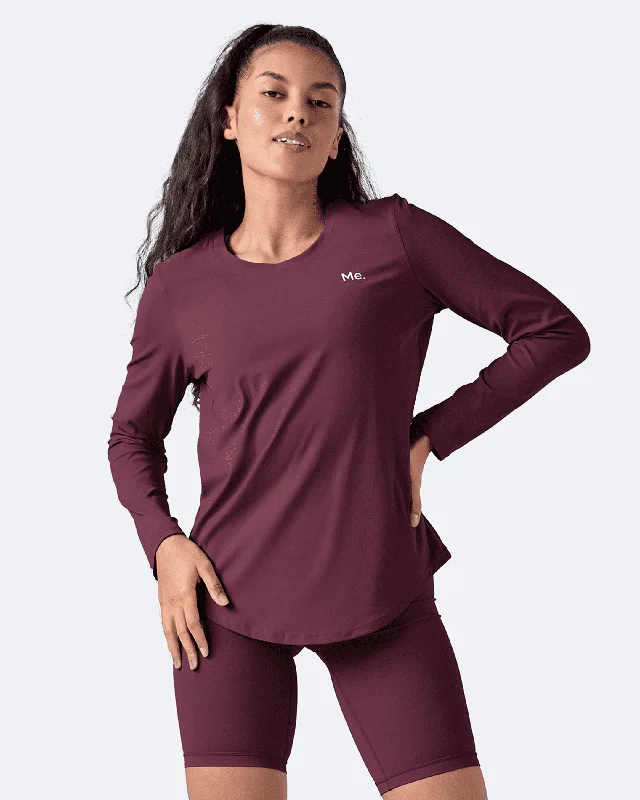 Yoga Tops for Flexibility and Balance -Burgundy Long Sleeve