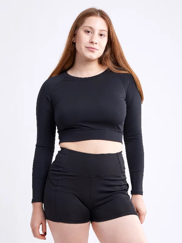 Yoga Tops for Comfort and Style -Long-Sleeve Crop Top