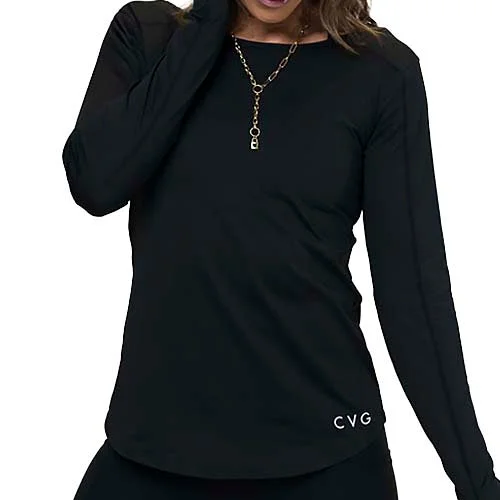 Soft Yoga Tops for All-Season Wear -Performance Long Sleeve Shirt | Black