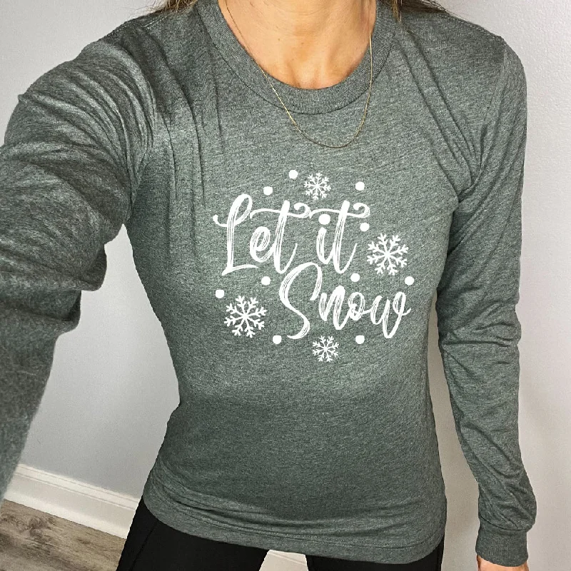 Women's Yoga Tops with Adjustable Fit for Comfort -Long Sleeve Tee | Let It Snow
