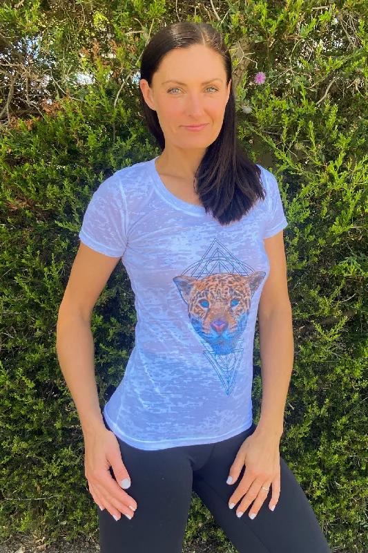 Yoga Tops for Supportive Fit -Jaguar Medicine Boat Neck Crew Burnout