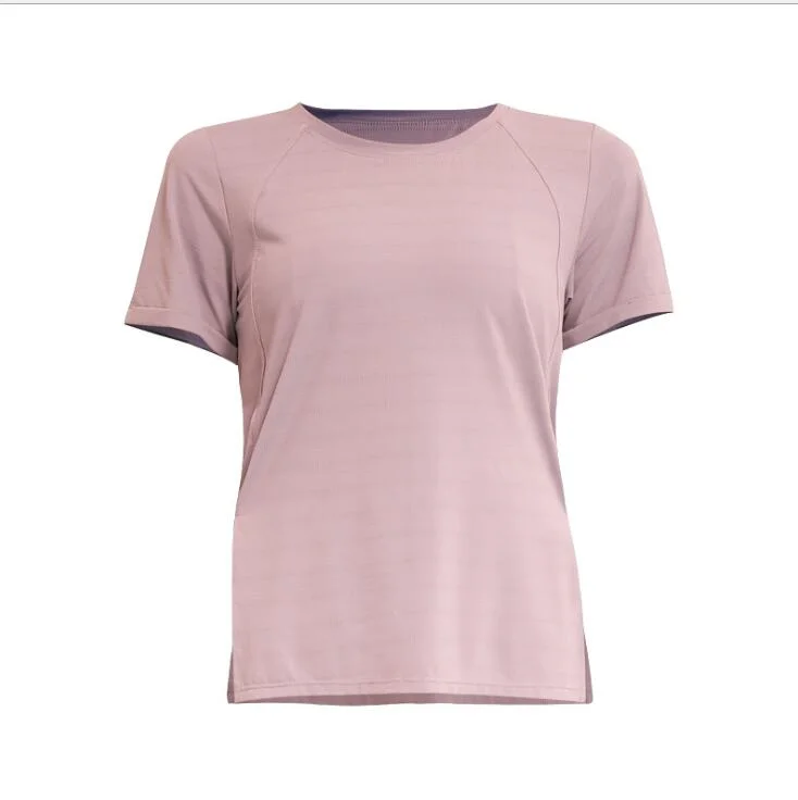 Yoga Tops with Breathable Fabric for Hot Weather -Loose blazer fitness wear running blouse mesh breathable short sleeve T-shirt women's summer yoga wear