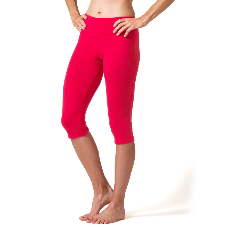 Yoga Pants with 4-Way Stretch -Love Capri Leggings - Red