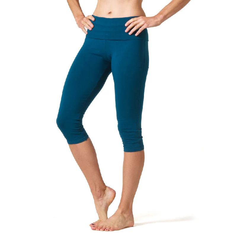 Comfortable Yoga Pants for Everyday Wear -Love Capri Leggings - Dark Teal