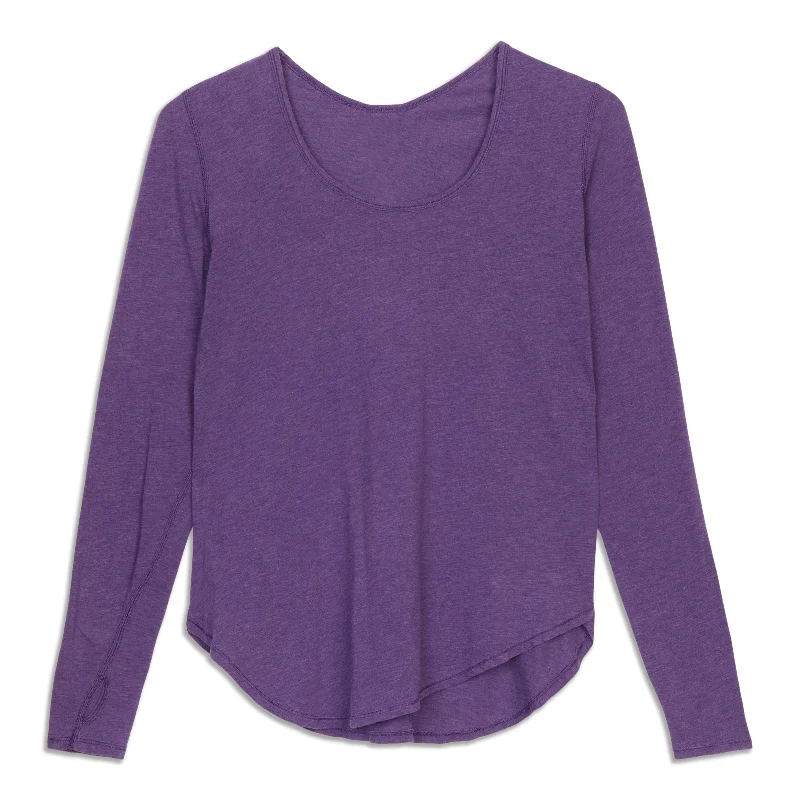 Stretch Yoga Tops for Flexibility -Love Scoop Neck Long Sleeve Shirt - Resale