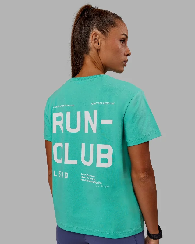 Zip-Up Yoga Tops for Flexibility -Love The Run FLXCotton Tee - Aquatic Awe-White