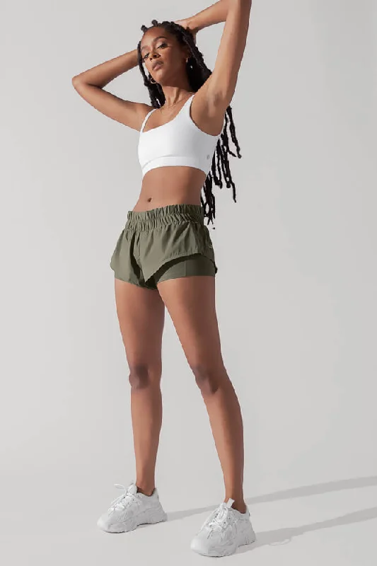 Yoga Shorts for Easy Movements and Flexibility -Low Rise Supershort™ - Rustic Olive