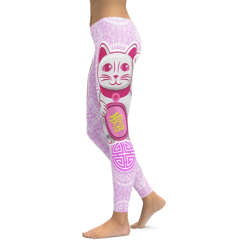 Soft Yoga Pants for Comfort -Lucky Cat Leggings