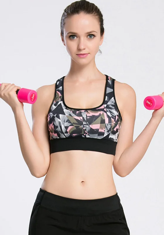 Yoga Tops for Active and Relaxing Sessions -Geometry Print Yoga Bra