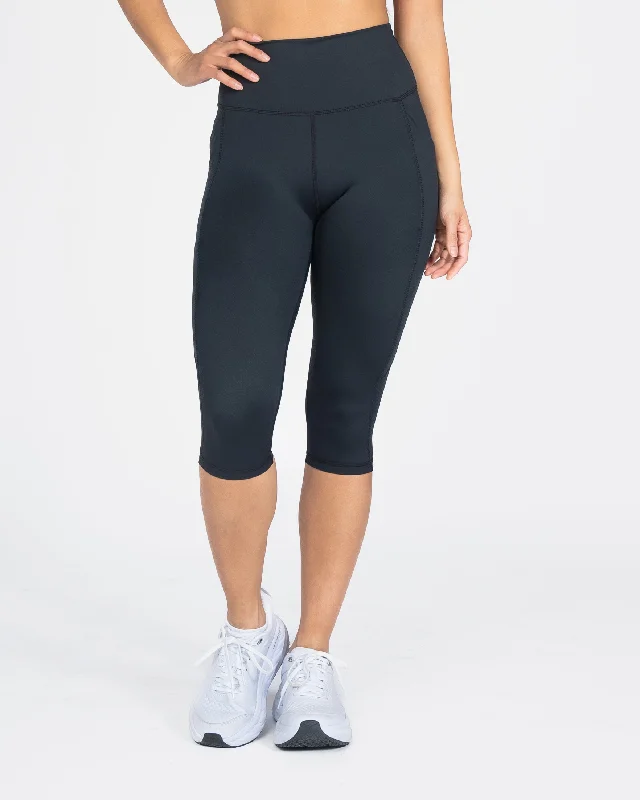 Flexible Fit Yoga Pants for Every Workout -Lux Pace Crops (15 in.) - Black