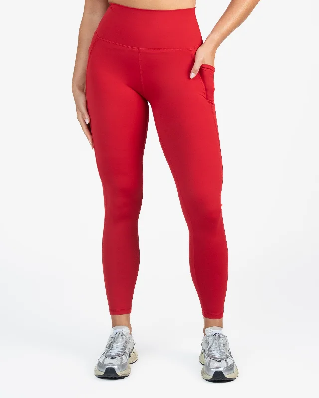High-Waisted Yoga Pants for Full Comfort -Lux Pace Leggings - Cherry