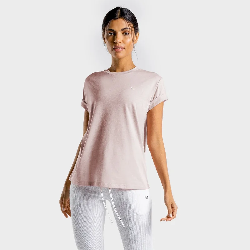 Women's Yoga Tops with Stretchy, Supportive Fabric -Luxe Oversize Tee - Salmon