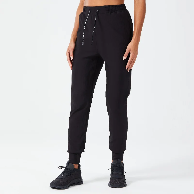 Yoga Pants for Yoga and Fitness -Luxe Ribbed Joggers - Black