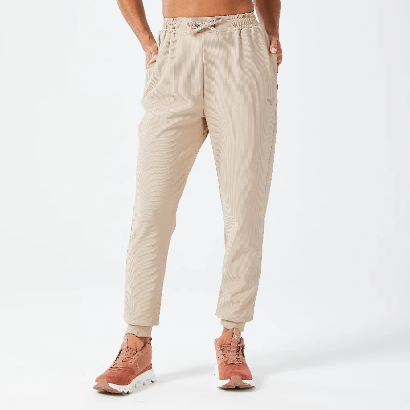 Yoga Pants for Poses and Flexibility -Luxe Ribbed Joggers - Cobblestone