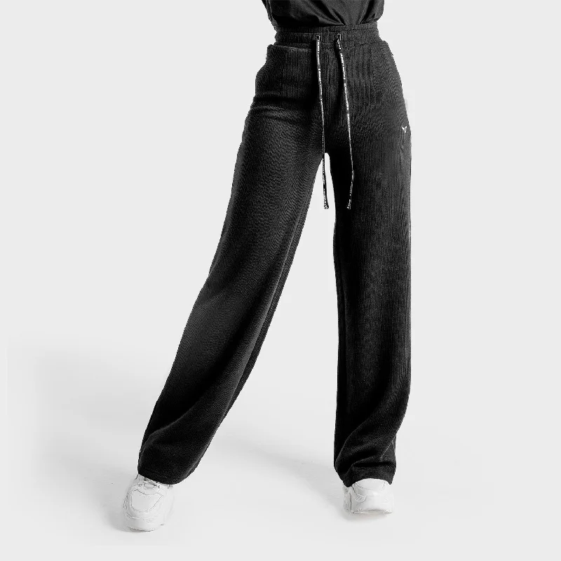 High-Waisted Yoga Pants for Extra Support -Luxe Wide Leg Pants - Onyx