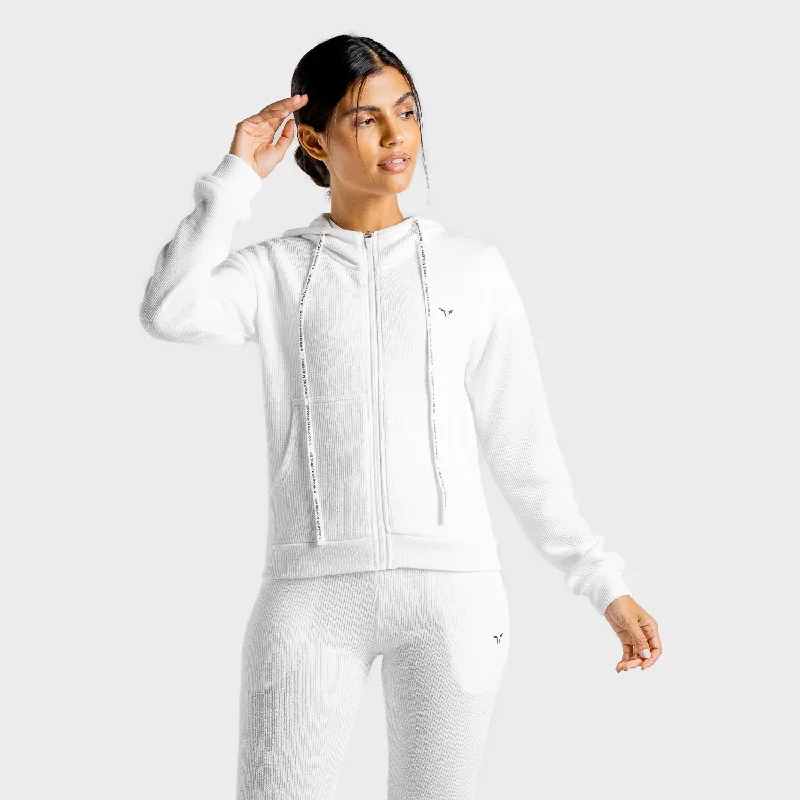 Women's Yoga Tops for Everyday Flexibility -Luxe Zip Up - White