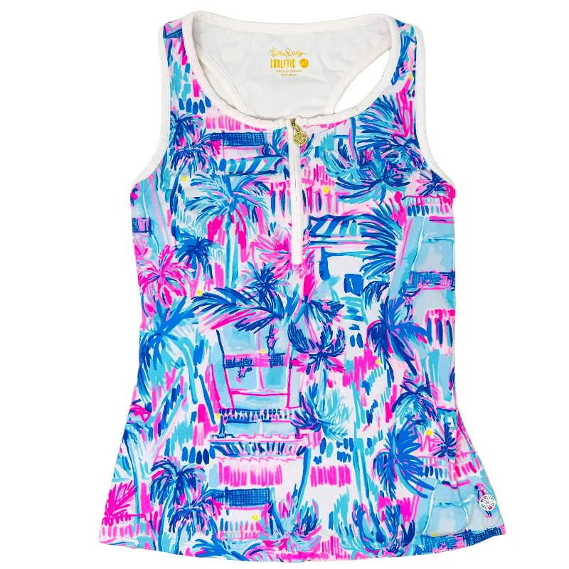 Stylish Yoga Tops with Adjustable Fit -Luxletic Canna Bra Tank Top UPF 50+ By Lilly Pulitzer In Ravello Blue Perfect Match, Size: Xs Stylish Yoga Tops with Adjustable Fit -Luxletic Canna Bra Tank Top UPF 50+ By Lilly Pulitzer In Ravello Blue Perfect Match, Size: Xs