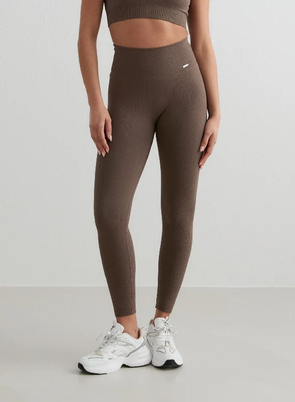 Flexibility Yoga Pants for Every Workout -Macchiato Ribbed Seamless Tights