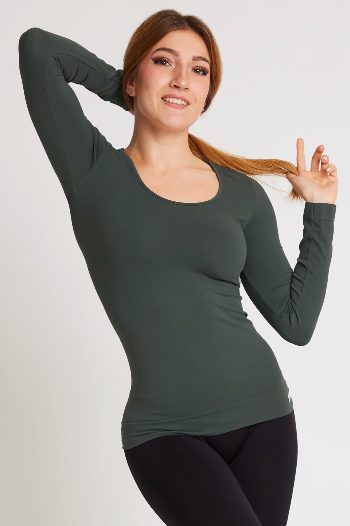 Yoga Tops with Unique Designs for Style -Maglia Manica Lunga Snellente Coal Green 2.0