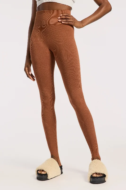 Yoga Pants for Comfort and Style -Maia Micromodal Soft Rib Legging - Nuthatch