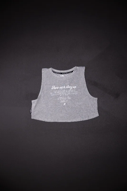 Yoga Tops for All-Day Wear -MAKE HISTORY CROP TANK - GREY