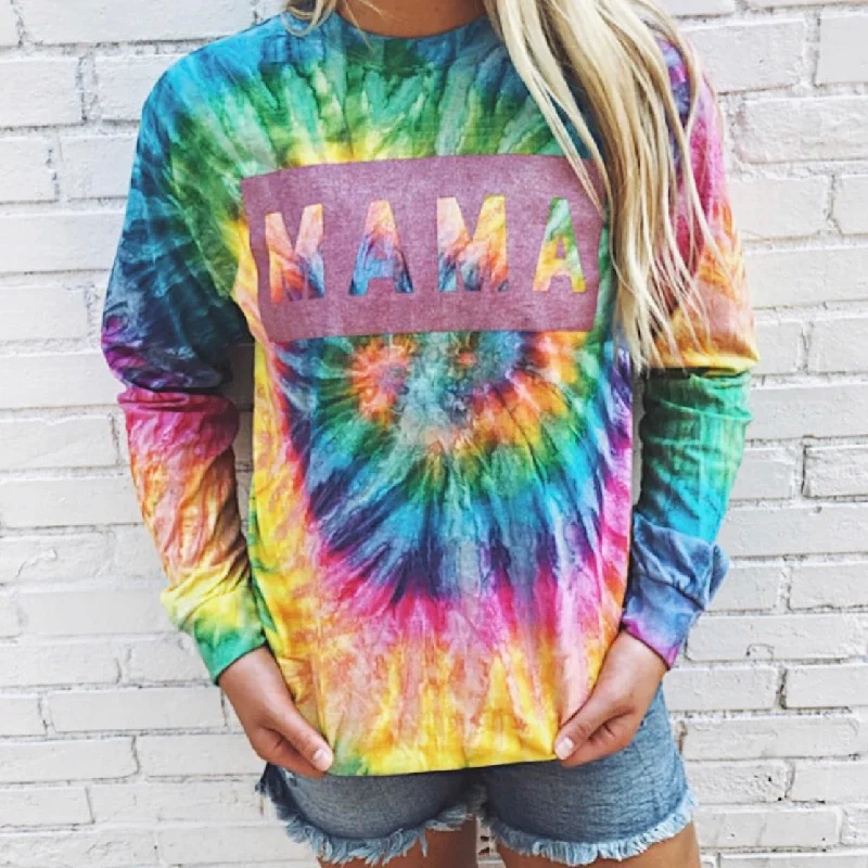 Fitted Yoga Tops for Yoga Class -MAMA Box • Longsleeve Tie-Dye