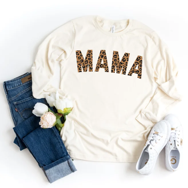 Yoga Tops for Relaxing Flexibility -MAMA Cheetah • Long Sleeved