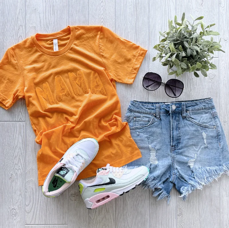 Women's Yoga Tops for Soft Comfort -MAMA • Mango Tonal Tee