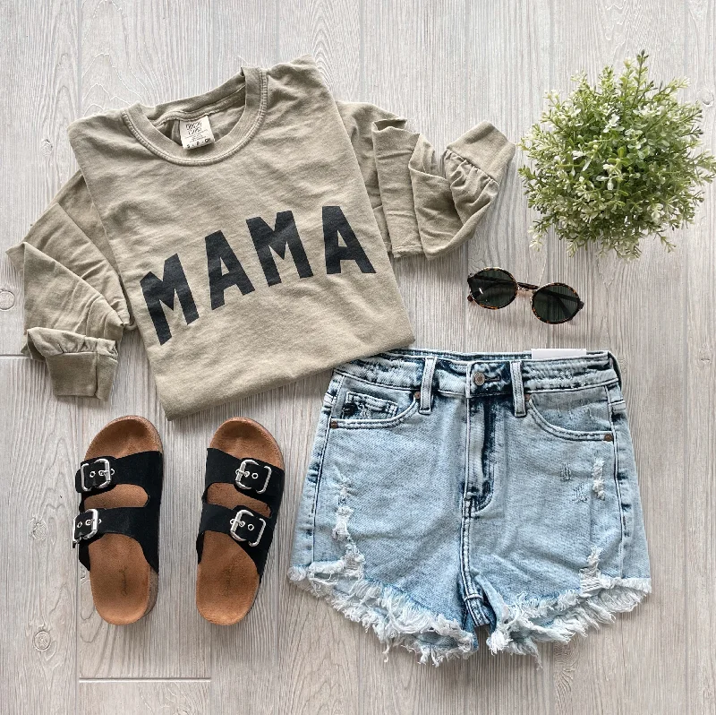 Yoga Tops for Flexibility and Balance -MAMA • Khaki Long Sleeve