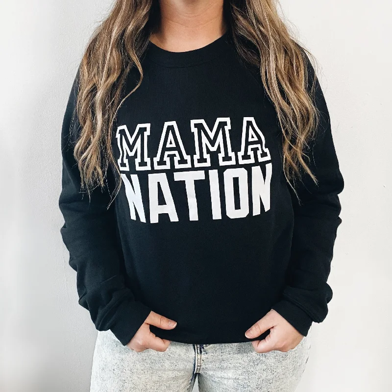 Yoga Tops for Running and Stretching -MAMA NATION • Black Pullover