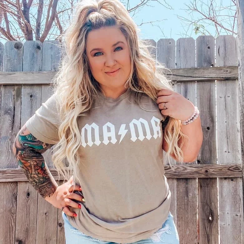 Yoga Tops for Comfort and Style -MAMA Rocker • Stone Tee