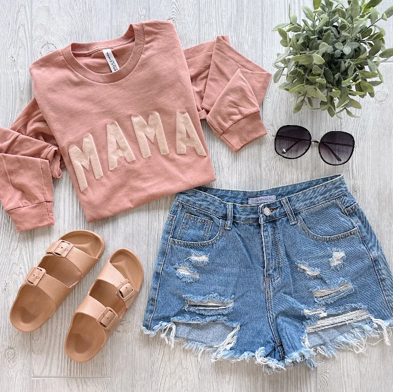 Yoga Tops for Stretching and Strength -MAMA • Terracotta Long Sleeve
