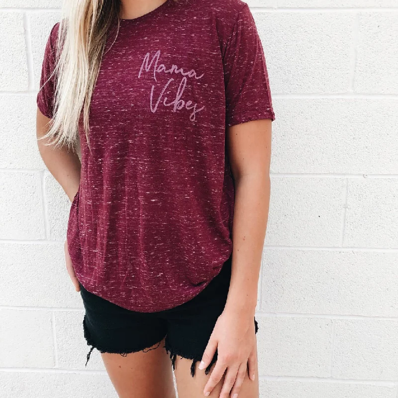 Tank Style Yoga Tops -Mama Vibes • Maroon Marbled Crew