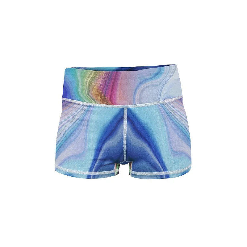 Yoga Shorts for Running and Yoga -Marble Drift Yoga Shorts