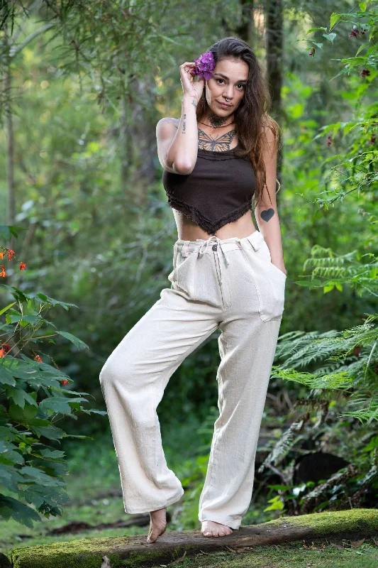 Yoga Pants with Anti-Chafing Features -Marial Pants - Cream