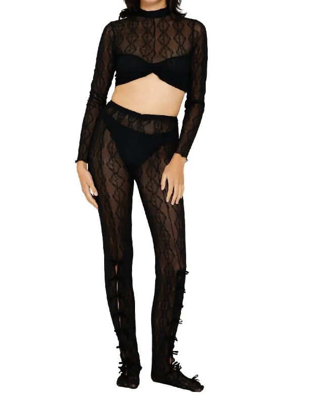 Yoga Shorts for Deep Stretch and Poses -Mariposa Bow Tights In Black