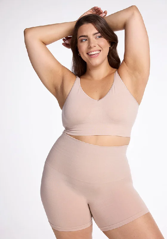 Comfortable Yoga Shorts for Long Sessions -Marley Shapewear Shorts - Sand