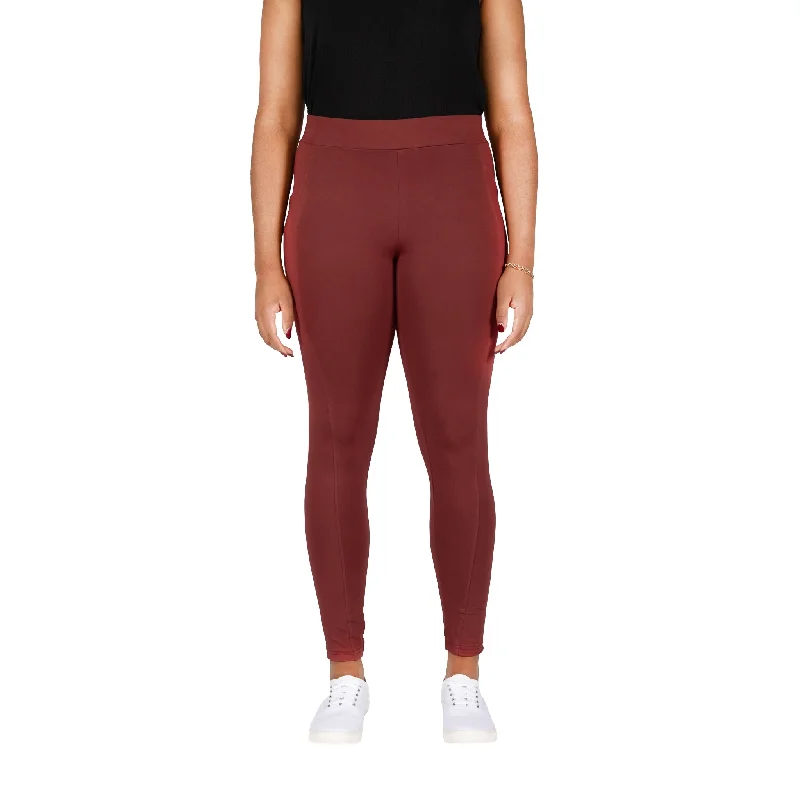 Yoga Pants for Gym and Home Use -Maroon Adults Leggings with Pockets
