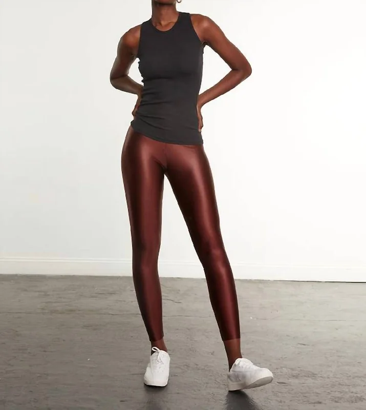 Stretchable Yoga Shorts for Intense Training -Matte Metallic Legging In Copper