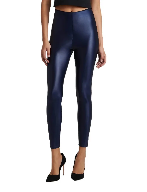 Yoga Shorts for Fitness and Flexibility -Matte Metallic Legging In Sapphire