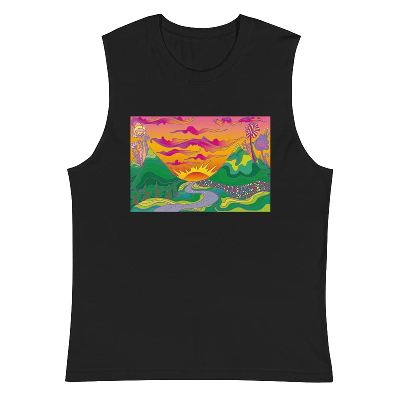 Yoga Tops for Better Support and Stretch -Melting Sunset Muscle Tank