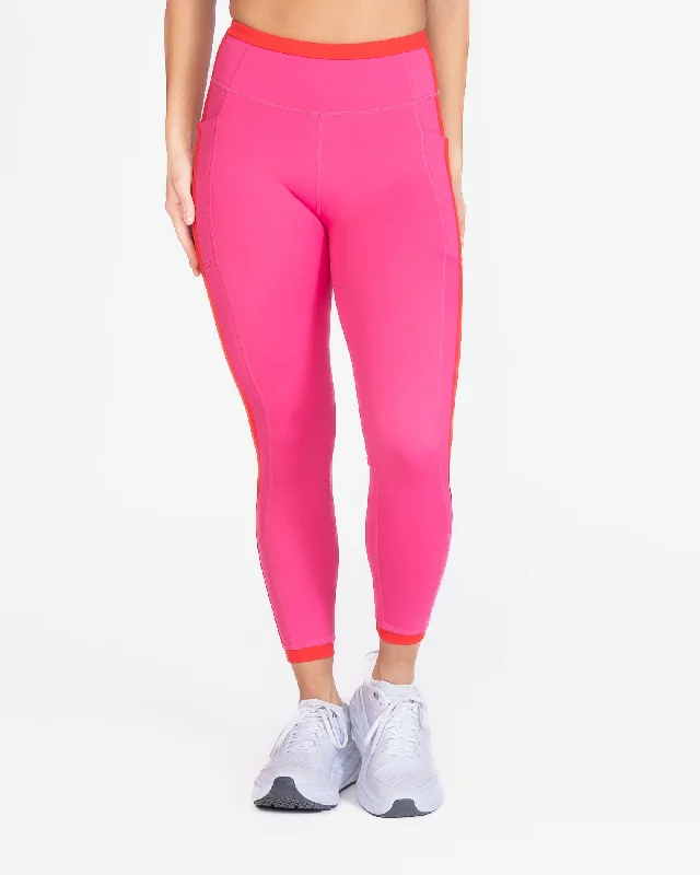 Yoga Pants for Strength and Flexibility Training -Meredith 7/8 Leggings  - Hibiscus & Heartthrob