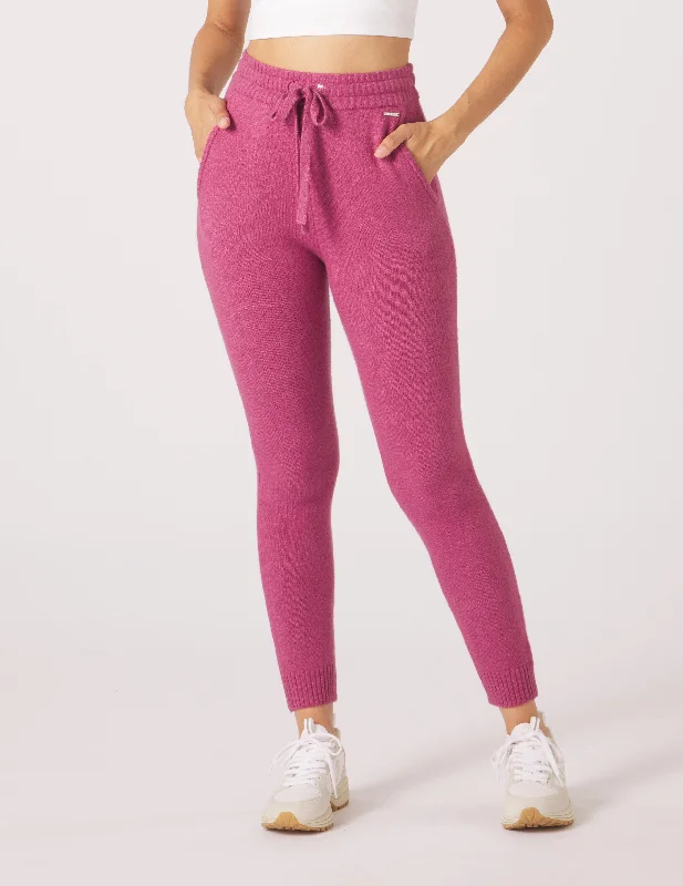 Yoga Pants with Tummy Control -Merino Jogger: Rouge