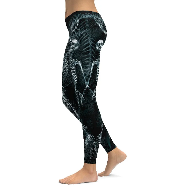 Yoga Pants for Dynamic Movement -Mermaid Skeleton Leggings