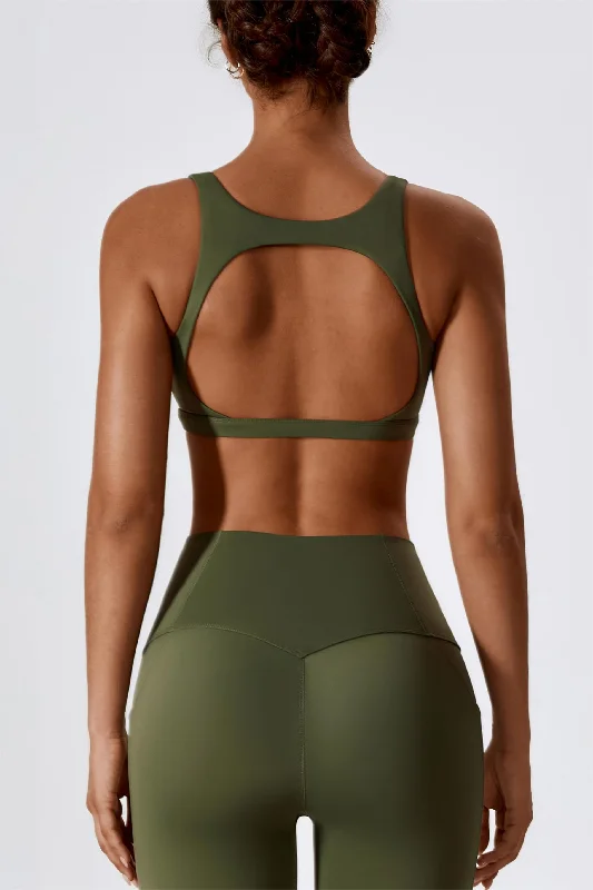 Protein Yoga Bars with Real Fruit -U-Neck Cutout Back Sports Bra