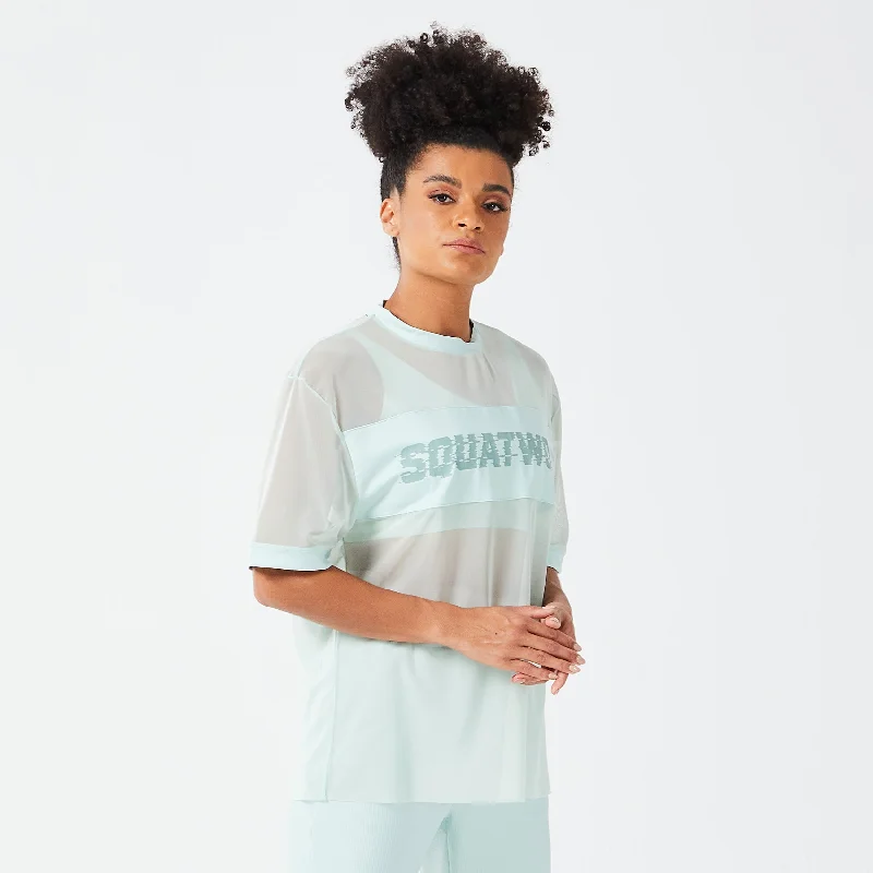 Seamless Yoga Tops for Women -Mesh Glitch Tee - Surf Spray